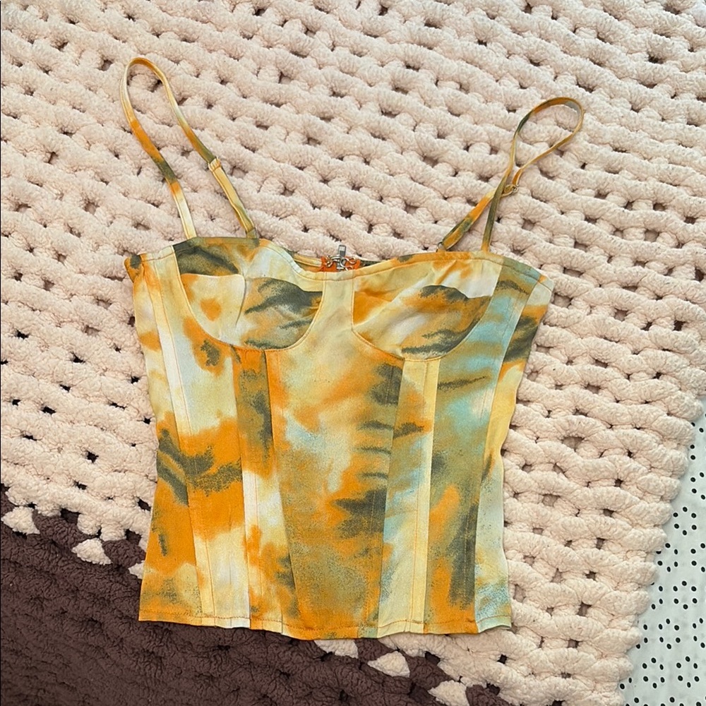 PrettyLittleThing Yellow and Orange Bustier Camisole